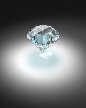 Bright diamond on dark background - 3d render image.