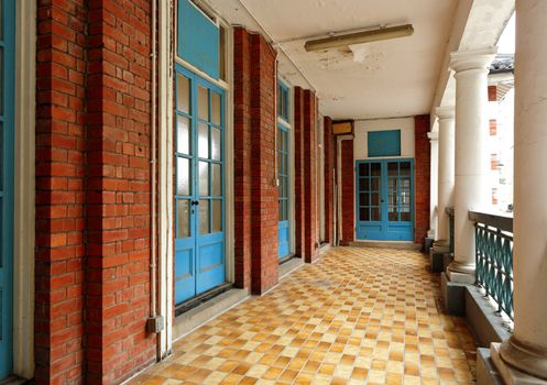 walkway in old building