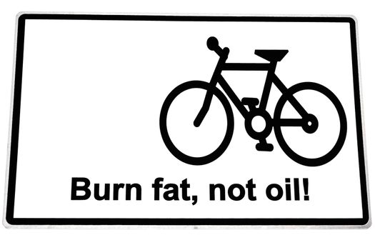 burn fat not oil irish road sign with clipping path on white