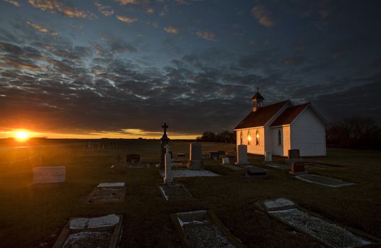 Sunset Saskatchewan Church near Moose Jaw Canada