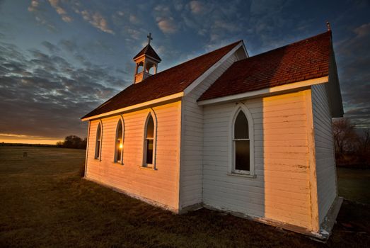 Sunset Saskatchewan Church near Moose Jaw Canada