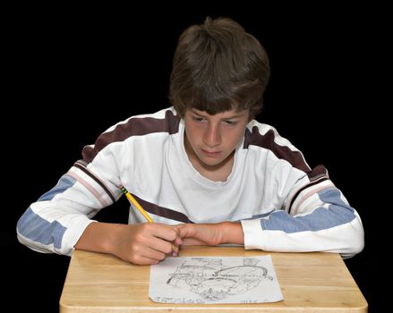 An artistic young man drawing a picture