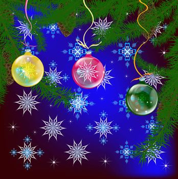 Abstract celebratory winter illustration on a dark background