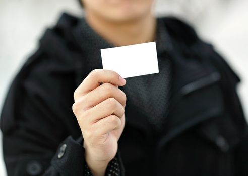 showing blank business card