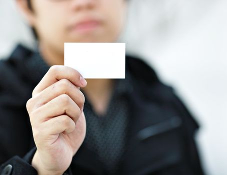 showing blank business card