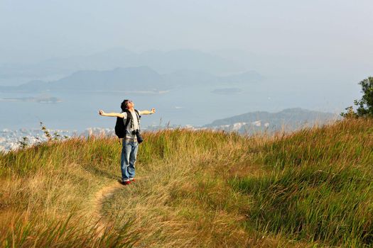 hiker relax in outdoor