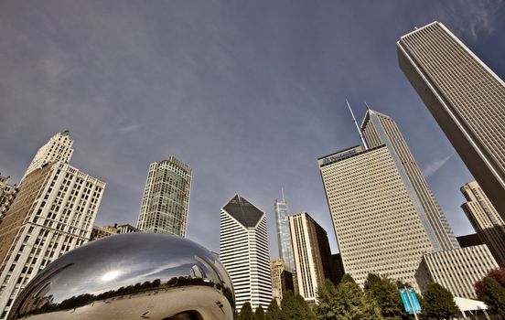 Chicago Cityscape downtown Millenium Park Michigan Avenue The Bean