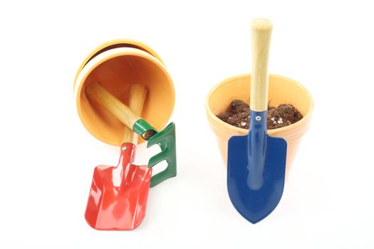  Set of gardening tools and pots
