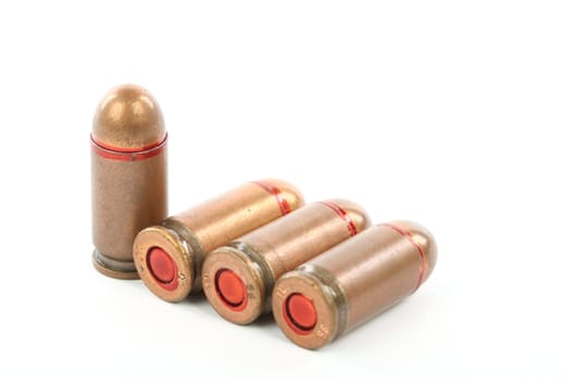 bullets close up over white 