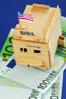 wooden model for american bank building made by child