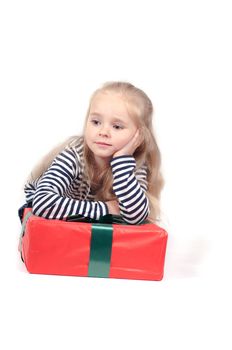 Shot of little cute girl with long hair in studio