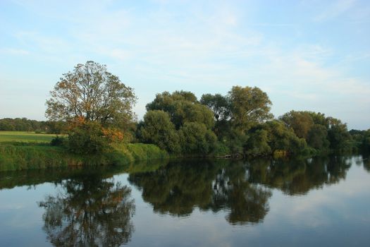 Mulde river in late summer in Germany