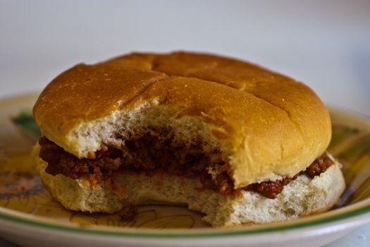 Just one bite from a sloppy joe sandwich.