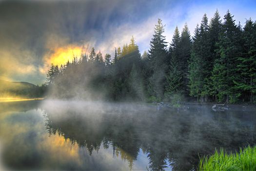 Sunrise and Reflection Over Trillium Lake Oregon