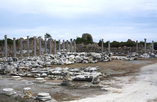 Ruins of the ancient city Side in Turkey