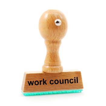 work council stamp in office ur bureau showing worker union concept