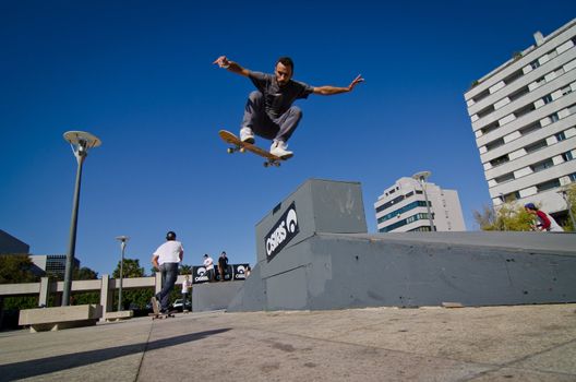 MAIA, PORTUGAL - OCTOBER 08: Hugo Cruz during the Osiris Maia Skate Challenge on October 08, 2011 in Maia, Portugal.