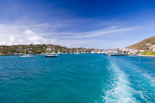 Leaving Red Hook harbor on the island of St Thomas in the Caribbean