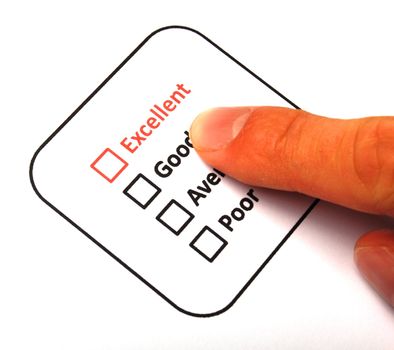 checkbox and red pen showing customer service survey or satisfaction concept to improve sales