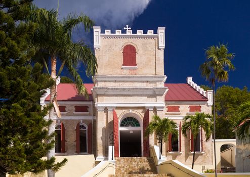 Exterior of old Lutheran Church in Charlotte Amalie on St Thomas in the US Virgin Islands