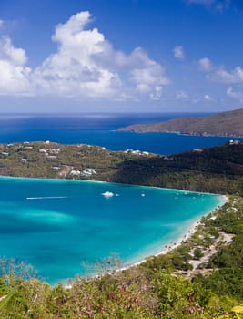 View of Magens Bay - the world famous beach on St Thomas in the US Virgin Islands