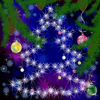 Abstract celebratory winter illustration on a dark background