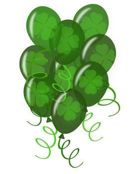 Balloons with Confetti White Background for St Patricks Day Party Illustration