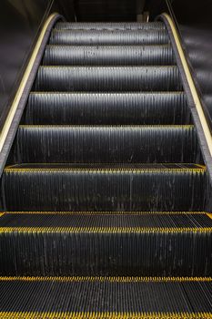 Escalator, closeup image with good metal texture.