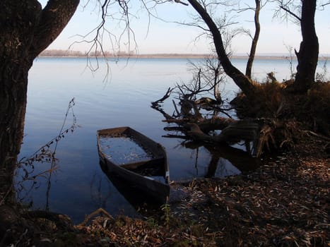 Wild wood lake, nature of Bashkortostan, Russia