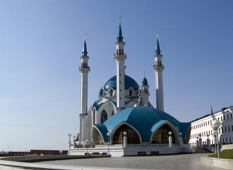 Springtime.Kazan.Kremlin.Mosque Kul-Sharif.The Complex on the part of wall flint.