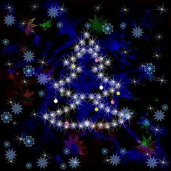 Abstract celebratory winter illustration on a dark background