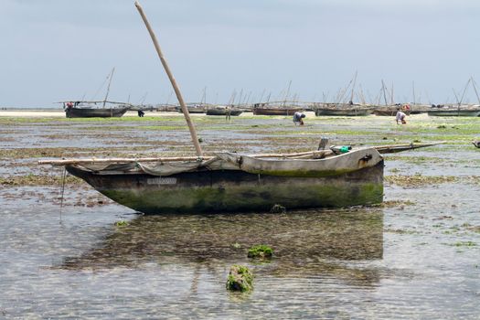 Boat on Nungwi white-sand beach, Zanzibar