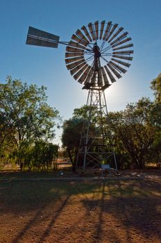 a windmill in a australian farm, northern territory