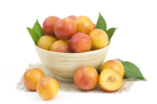fresh plums in the bowl