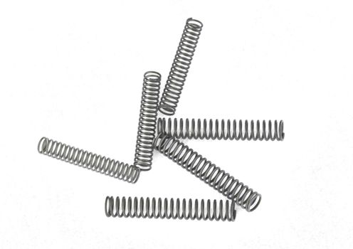 Steel springs on a plain white background.