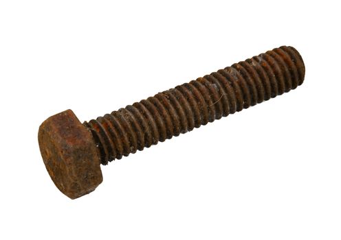 Rusty bolt on a plain white background.