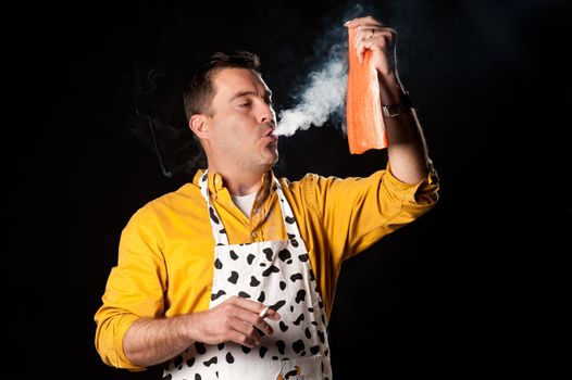 Househusband trying to be creative preparing smoked salmon