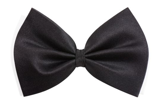  closeup view of black bowtie isolated over white background