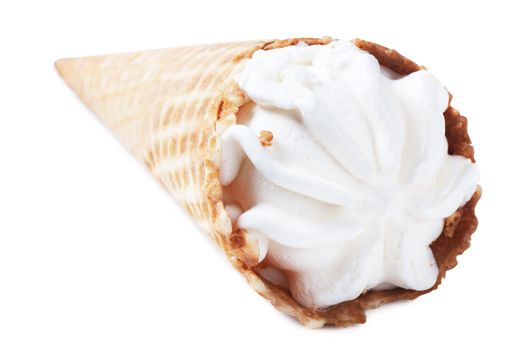 Ice-cream in a cone over white background
