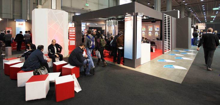People visit technologies exhibition area at SMAU, international tradeshow of business intelligence and information technology October in Milan, Italy.