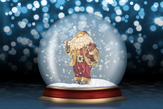 Glass sphere Santa Claus. Christmas scenery created by means of computer technology