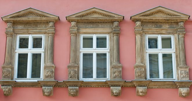 Facade of a building with windows. The building is constructed 1850-1890