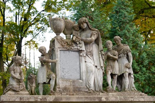 Tombstone family on a cemetery. Since its creation in 1787 Lychakiv Cemetery Lvov, Ukraine.