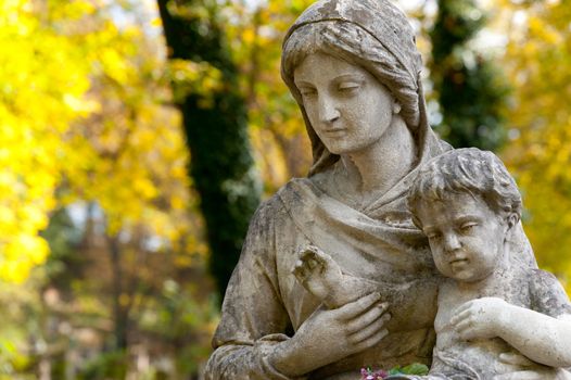 Monument of the woman with the child on a cemetery. Since its creation in 1787 Lychakiv Cemetery Lvov, Ukraine