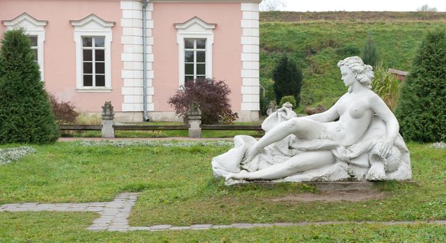 Statue in a court yard old castle. Lvov, Ukraine