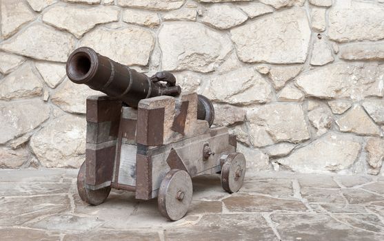 Ancient cannon for protection old castle. Lvov, Ukraine