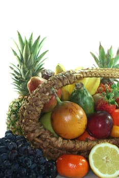 Mix of many native and exotic fruits in the basket