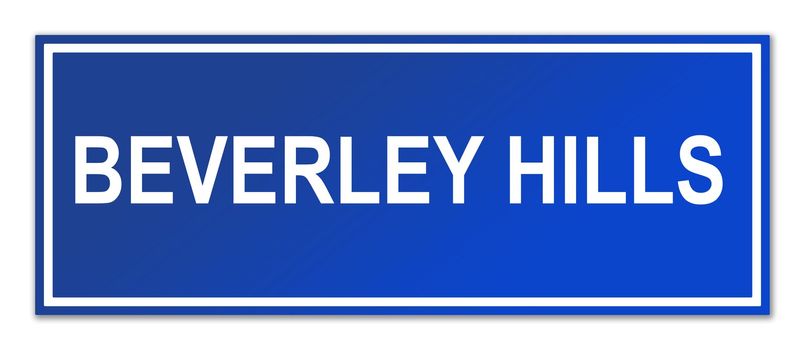 Beverley Hills street sign isolated on white background with copy space.