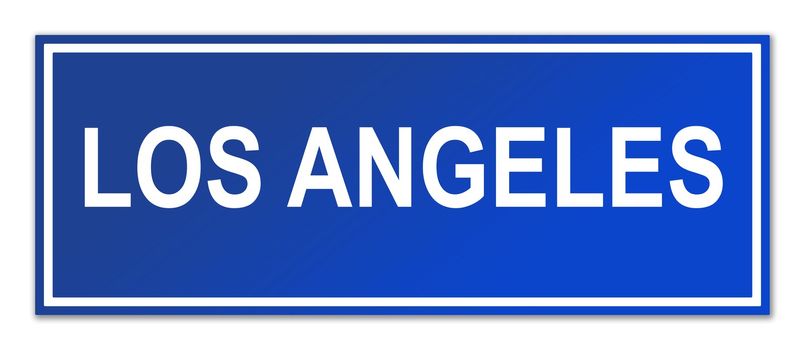 Los Angeles city street sign isolated on white background with copy space.