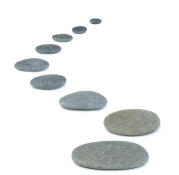 Row pebbles. Sea stones. It is isolated on a white background